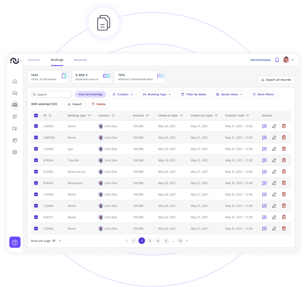 Centralise information manage guest data fr