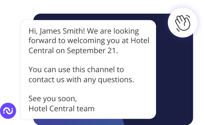 Welcome mesage hotel customer journey pt