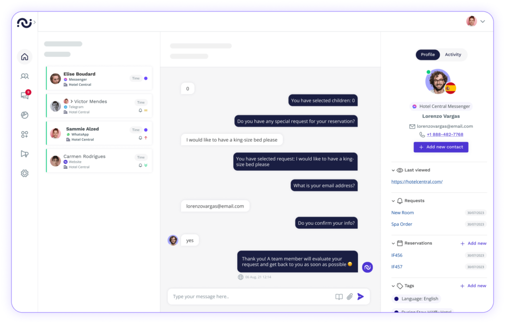 Console manage and reply to conversations console