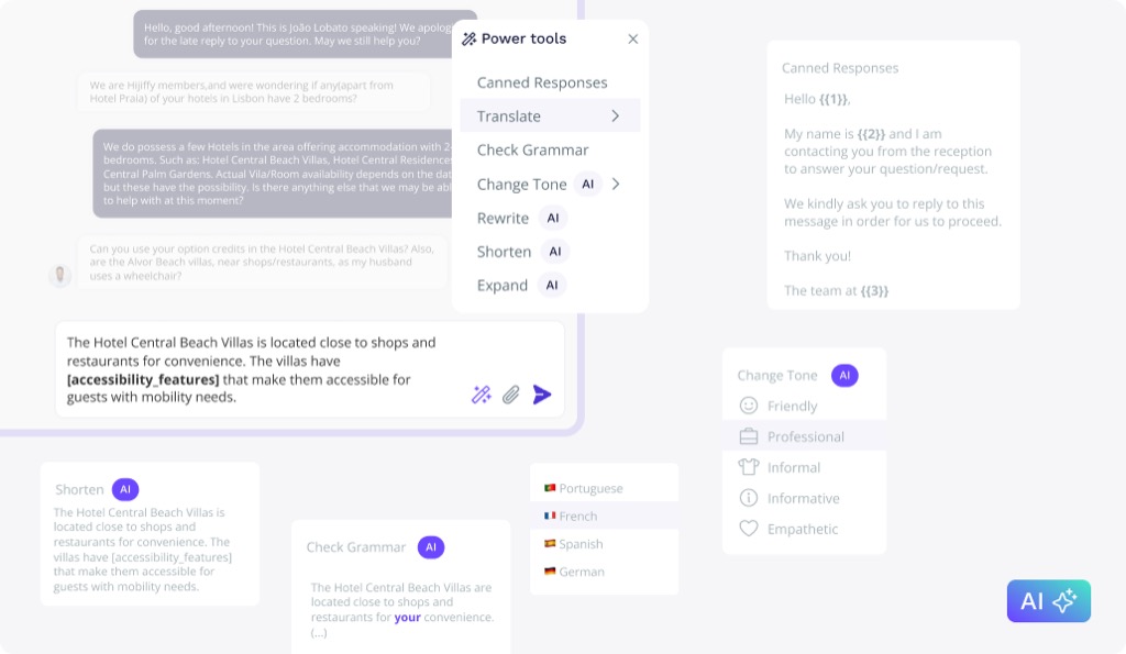 Ai power tools canned responses translations 10 ways our ai supports your hotel teams in guest communications (and beyond)